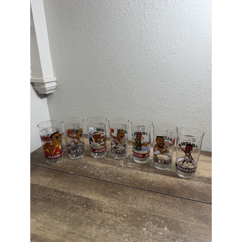 7 Portland Trail Blazers Vintage 1993-94 Dairy Queen Collector Glasses